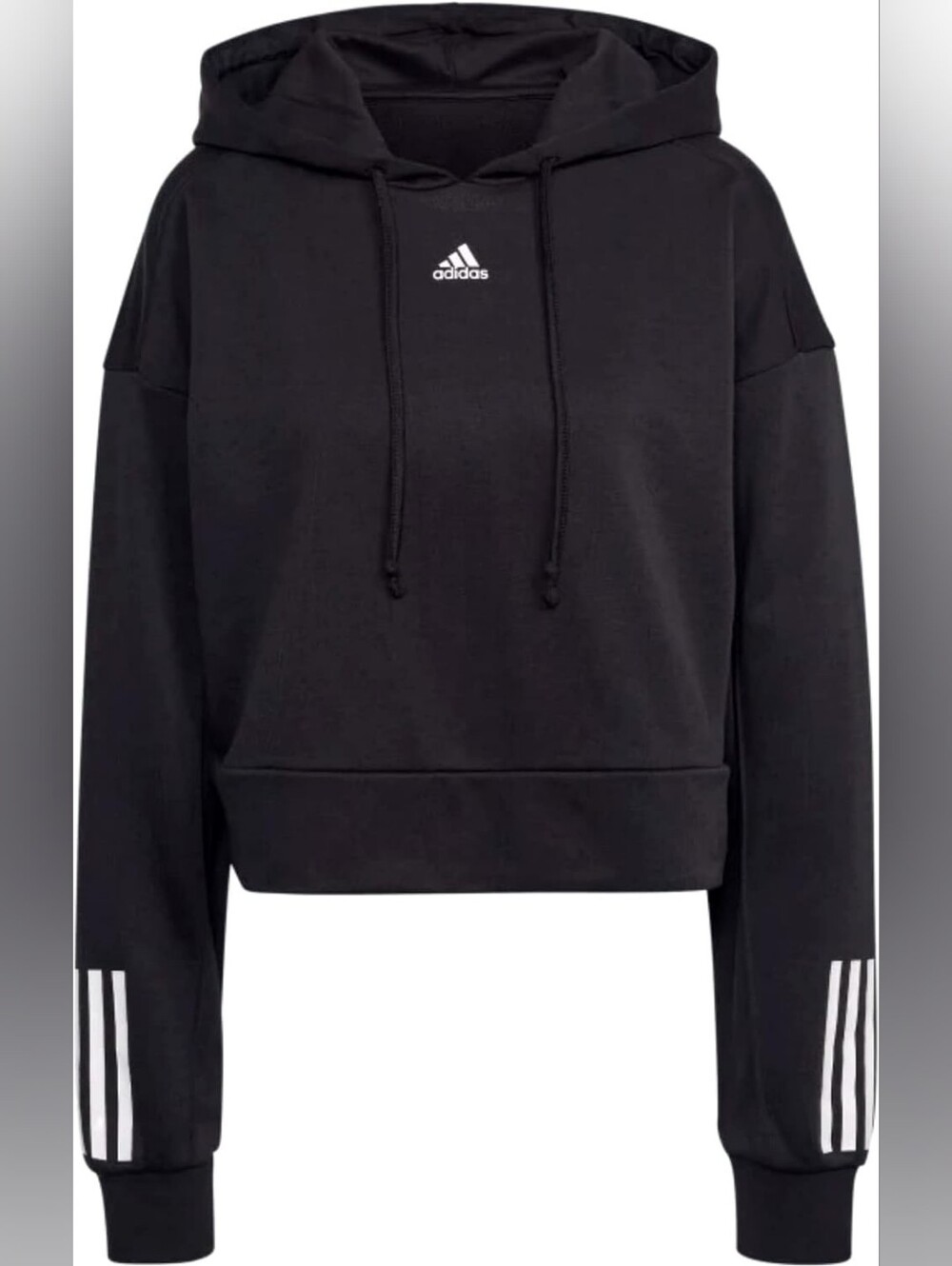 Adidas Women's Hyperglam Black Cropped Hooded Sweatshirt Size Medium
